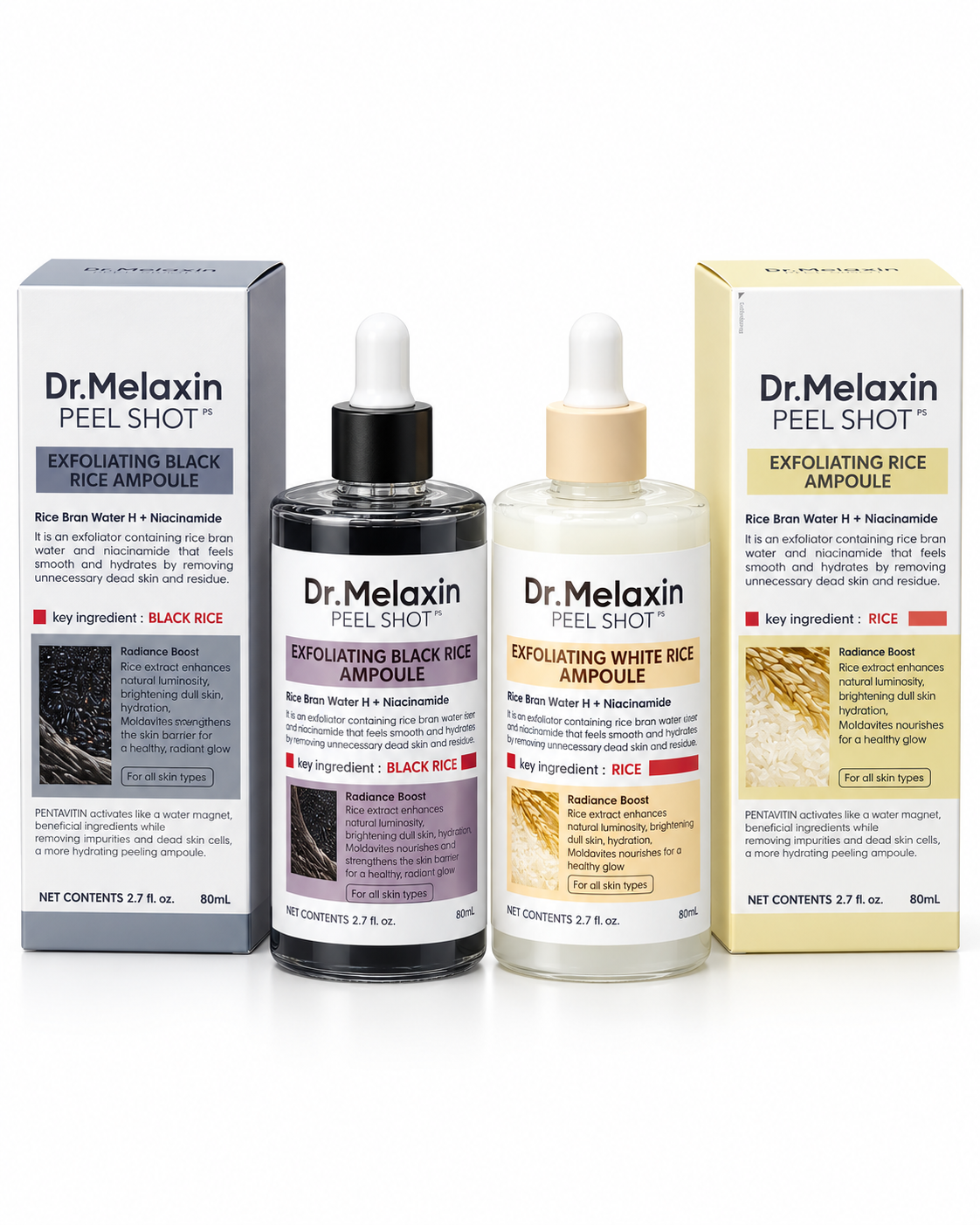 Peel Shot Dúo Exfoliante Coreano de Arroz Negro y Arroz Blanco