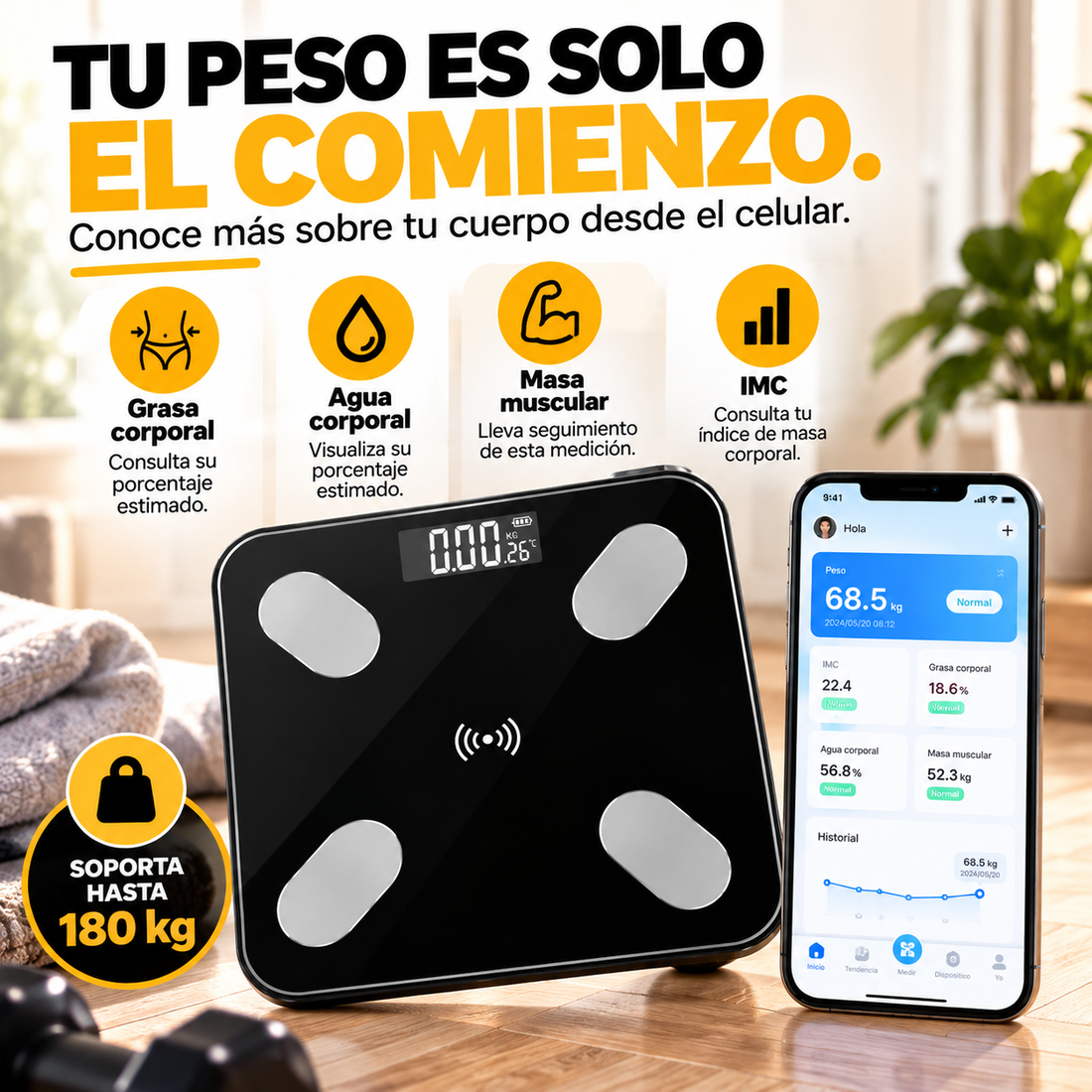 Báscula Corporal Inteligente Bluetooth